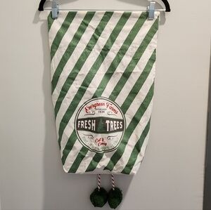 Green Striped Canvas Christmas Bag For Gifts Or Decoration